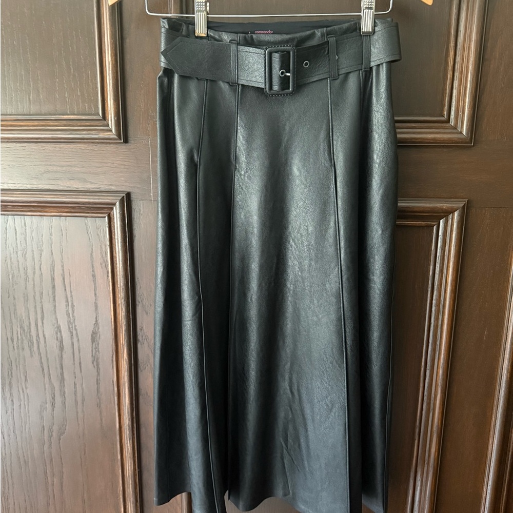 Commando Faux Leather Belted Midi Skirt - Picture 2 of 9
